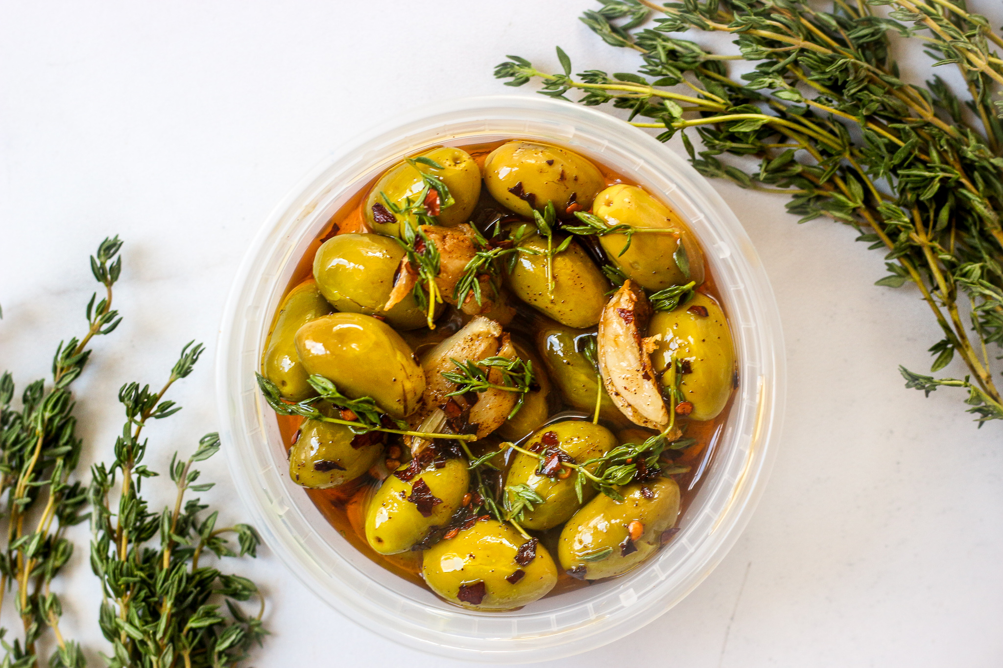 Herb and Garlic Marinated Olives - Easy Appetizer Recipe