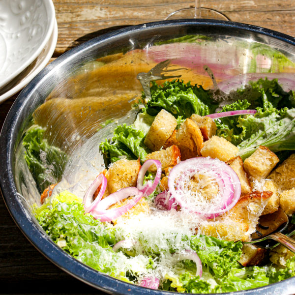 Vegan Caesar Salad with Garlicky Croutons