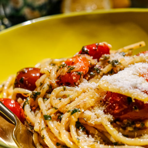 Cherry Tomato & Caper Spaghetti – Fig & Olive Platter