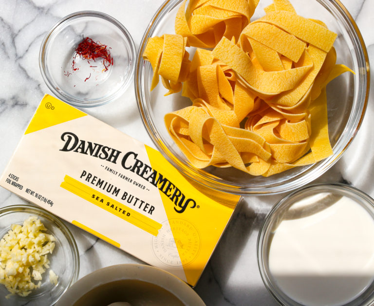 Creamy Saffron Pasta Fig & Olive Platter