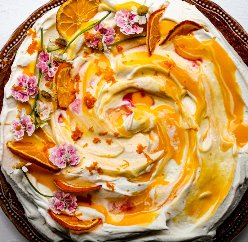 Citrus Olive Oil Cake Topped with a Citrus Cream Fig & Olive Platter