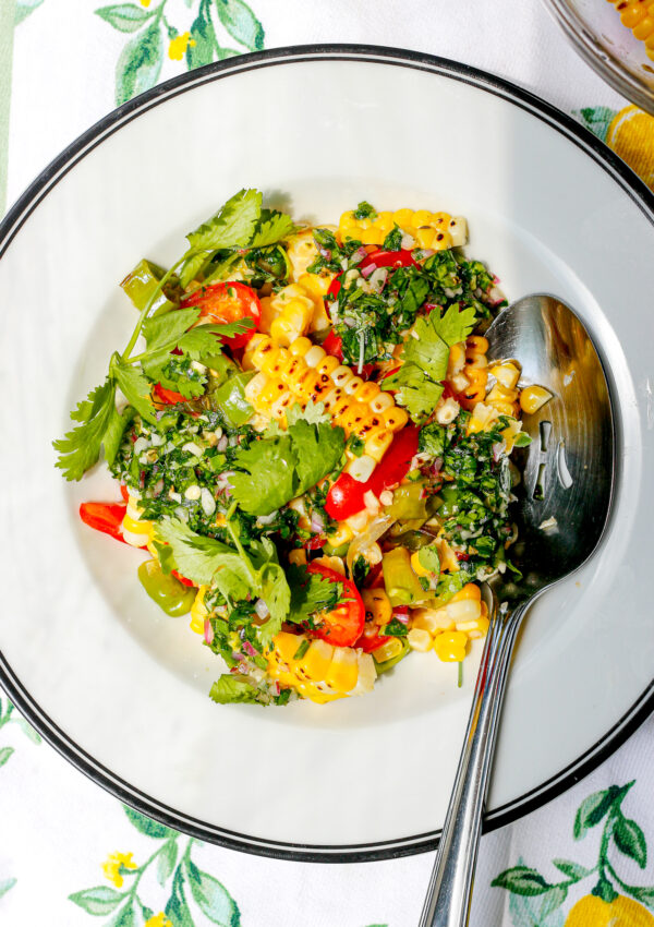 Summer Corn Salad with a Chimichurri Dressing