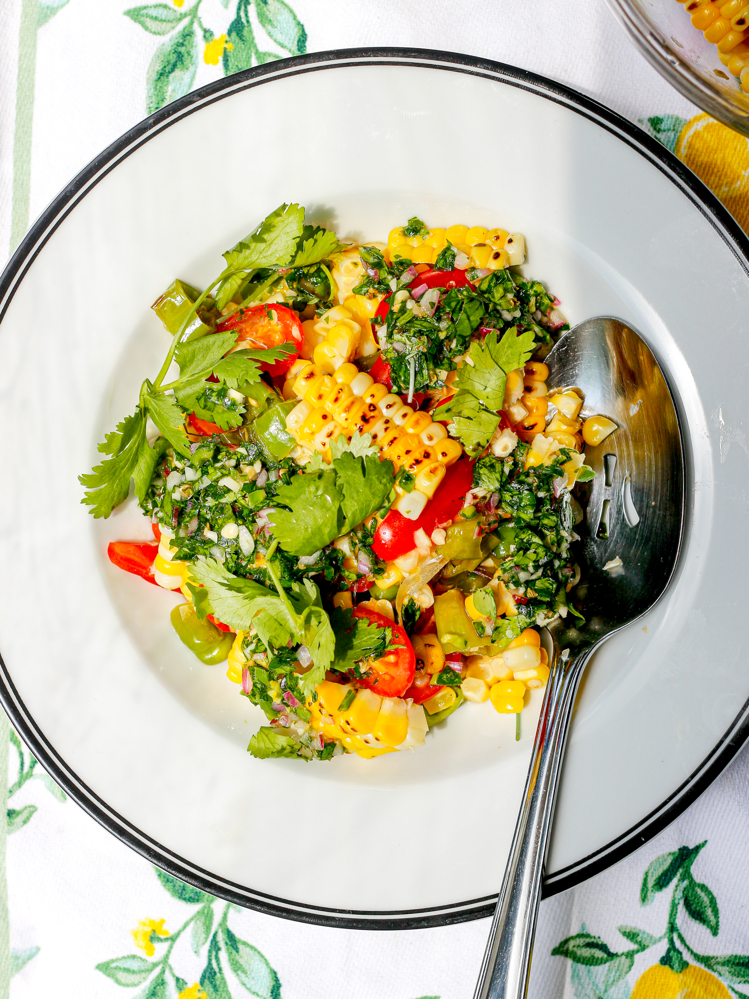 Summer Corn Salad with a chimichurri dressing
