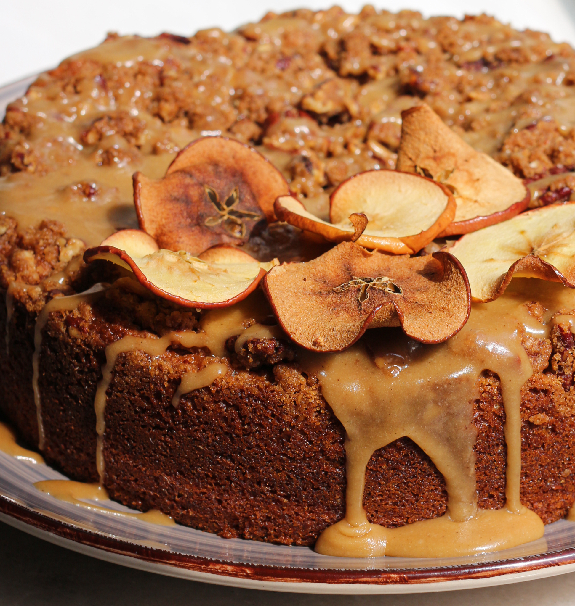 Spiced Pecan Streusel Cake with a Toffee Glaze
