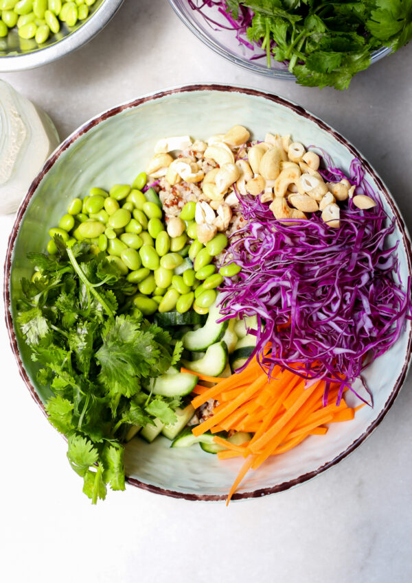 Vibrant Summer Salad with a sesame tahini dressing